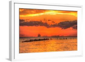 Old Pier and Gull after Sunset-Robert Goldwitz-Framed Photographic Print