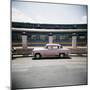 Old Pink American Car Outside Railway Station, Havana, Cuba, West Indies, Central America-Lee Frost-Mounted Photographic Print