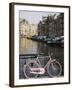 Old Pink Bicycle by the Herengracht Canal, Amsterdam, Netherlands, Europe-Amanda Hall-Framed Photographic Print