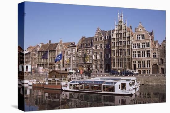 Old Port and Guild Houses on the Graslei, River Lys (Leie) Waterway, Ghent, Belgium, Flanders-Jenny Pate-Stretched Canvas