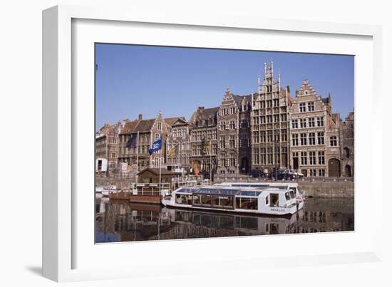 Old Port and Guild Houses on the Graslei, River Lys (Leie) Waterway, Ghent, Belgium, Flanders-Jenny Pate-Framed Photographic Print