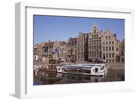 Old Port and Guild Houses on the Graslei, River Lys (Leie) Waterway, Ghent, Belgium, Flanders-Jenny Pate-Framed Photographic Print