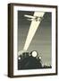 Old Prop Plane in Spotlight-null-Framed Art Print