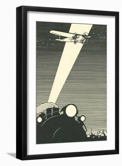 Old Prop Plane in Spotlight-null-Framed Art Print