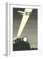 Old Prop Plane in Spotlight-null-Framed Art Print