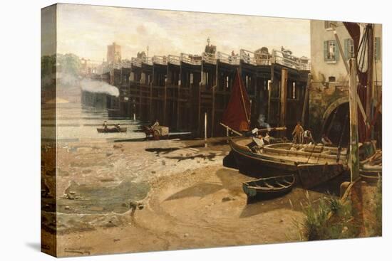 Old Putney Bridge, 1882 (Oil on Canvas)-Charles Napier Hemy-Stretched Canvas