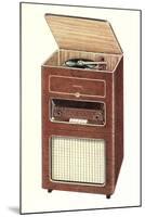 Old Radio and Record Player-null-Mounted Art Print