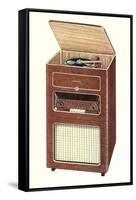 Old Radio and Record Player-null-Framed Stretched Canvas