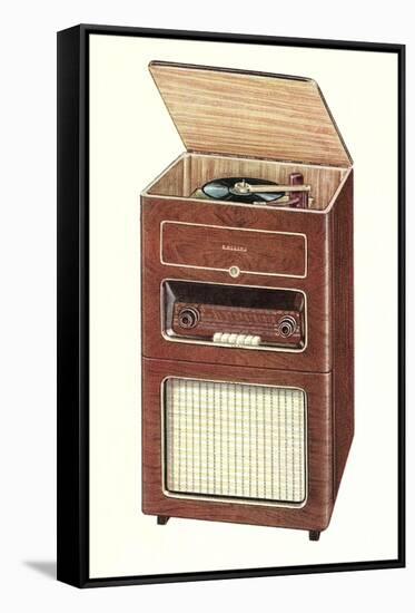 Old Radio and Record Player-null-Framed Stretched Canvas