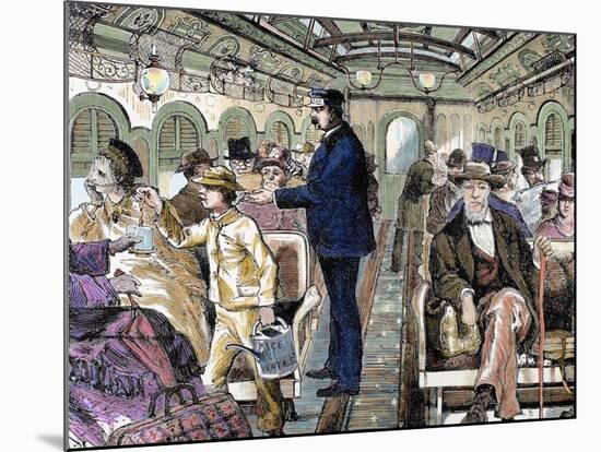 Old Railroad Car. inside View with Passengers. United States.-Tarker-Mounted Giclee Print