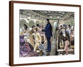 Old Railroad Car. inside View with Passengers. United States.-Tarker-Framed Giclee Print