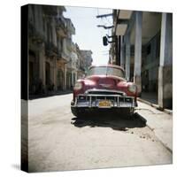 Old Red American Car, Havana, Cuba, West Indies, Central America-Lee Frost-Stretched Canvas