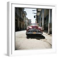 Old Red American Car, Havana, Cuba, West Indies, Central America-Lee Frost-Framed Photographic Print