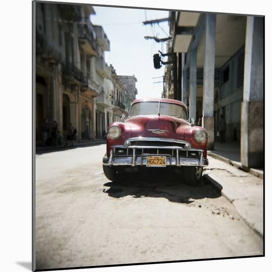 Old Red American Car, Havana, Cuba, West Indies, Central America-Lee Frost-Mounted Photographic Print