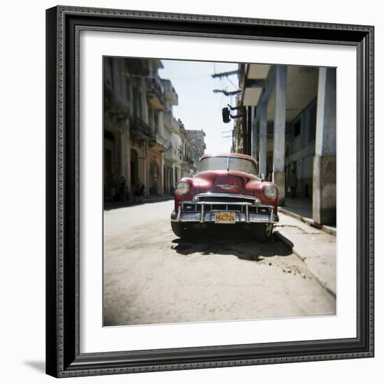 Old Red American Car, Havana, Cuba, West Indies, Central America-Lee Frost-Framed Photographic Print