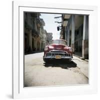 Old Red American Car, Havana, Cuba, West Indies, Central America-Lee Frost-Framed Photographic Print