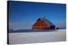 Old Red Barn and Truck after Snow Storm-Terry Eggers-Stretched Canvas