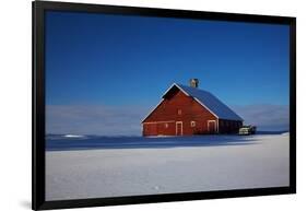 Old Red Barn and Truck after Snow Storm-Terry Eggers-Framed Photographic Print