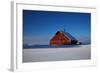 Old Red Barn and Truck after Snow Storm-Terry Eggers-Framed Photographic Print