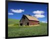 Old Red Barn in a Field of Spring Wheat-Terry Eggers-Framed Photographic Print