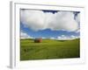 Old Red Barn in Spring Wheat Fields-Terry Eggers-Framed Photographic Print