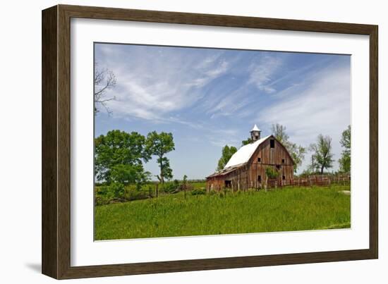 Old Red Barn, Kansas, USA-Michael Scheufler-Framed Photographic Print