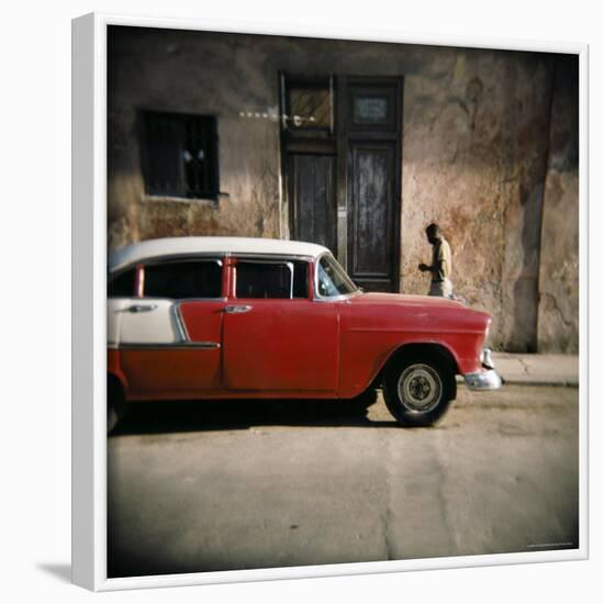 Old Red Car, Havana, Cuba, West Indies, Central America-Lee Frost-Framed Photographic Print