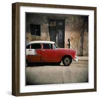 Old Red Car, Havana, Cuba, West Indies, Central America-Lee Frost-Framed Photographic Print