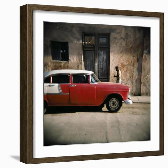 Old Red Car, Havana, Cuba, West Indies, Central America-Lee Frost-Framed Photographic Print