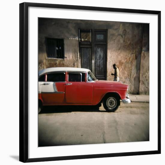 Old Red Car, Havana, Cuba, West Indies, Central America-Lee Frost-Framed Photographic Print