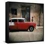 Old Red Car, Havana, Cuba, West Indies, Central America-Lee Frost-Framed Stretched Canvas