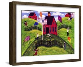 Old Red School House Kite Day Cheryl Bartley-Cheryl Bartley-Framed Giclee Print