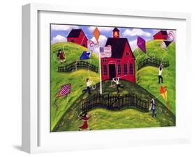 Old Red School House Kite Day Cheryl Bartley-Cheryl Bartley-Framed Giclee Print