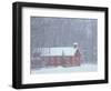 Old Red Schoolhouse and Forest in Snowfall at Christmastime, Michigan, USA-Mark Carlson-Framed Photographic Print