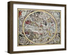 Old Representation Of Christian Celestial Hemisphere-marzolino-Framed Art Print