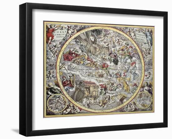 Old Representation Of Christian Celestial Hemisphere-marzolino-Framed Art Print