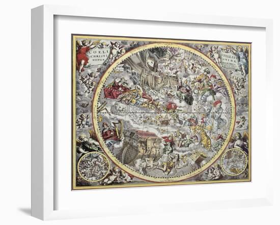 Old Representation Of Christian Celestial Hemisphere-marzolino-Framed Art Print