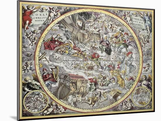 Old Representation Of Christian Celestial Hemisphere-marzolino-Mounted Art Print