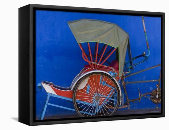 Old Rickshaws and House Front, Georgetown, Penang, Malaysia-Peter Adams-Framed Stretched Canvas