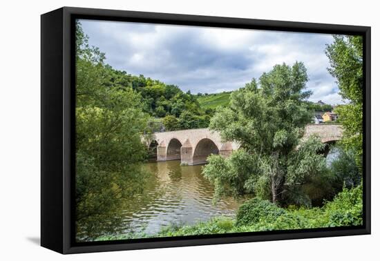 Old Roman Bridge Spanning the River Nahe-Jorg Hackemann-Framed Stretched Canvas