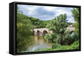 Old Roman Bridge Spanning the River Nahe-Jorg Hackemann-Framed Stretched Canvas
