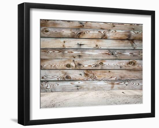 Old Room with Concrete Wall and Wooden Floor-Vlntn-Framed Photographic Print