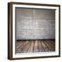 Old Room with Concrete Wall and Wooden Floor-Vlntn-Framed Art Print