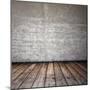 Old Room with Concrete Wall and Wooden Floor-Vlntn-Mounted Art Print