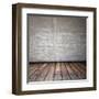 Old Room with Concrete Wall and Wooden Floor-Vlntn-Framed Art Print