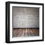 Old Room with Concrete Wall and Wooden Floor-Vlntn-Framed Art Print