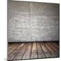 Old Room with Concrete Wall and Wooden Floor-Vlntn-Mounted Art Print