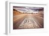 Old Route 66 Shield on Road-null-Framed Art Print