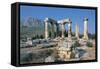 Old Ruins of a Temple, Temple of Apollo, Corinth, Peloponnesus, Greece-null-Framed Stretched Canvas