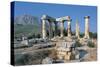 Old Ruins of a Temple, Temple of Apollo, Corinth, Peloponnesus, Greece-null-Stretched Canvas